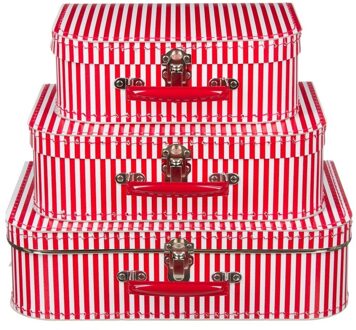 Kinderkoffertje rood met witte strepen 25 cm - Action products