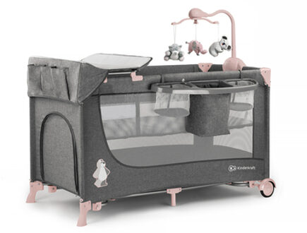 Kinderkraft Reisbedje - Campingbedje - Joy - 126 x 65 x 76 cm - 10,5 kg - Roze - Eenvoudig inklapbaar
