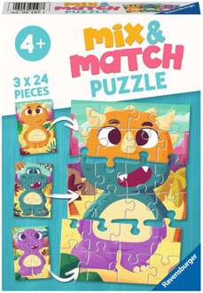 Kinderpuzzel Mix & Match Schattige dino´s - 3 x 24 stukjes