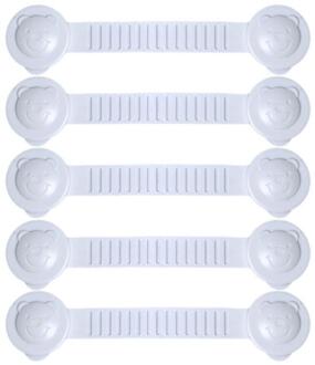 Kinderslot Verstelbare Lock Baby Baby Anti-Snuifje Multifunctionele Koelkast Kast Deurslot Kast Bandjes 5stk wit