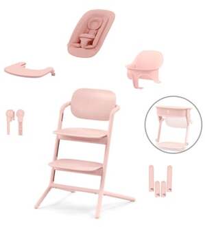 Kinderstoel Lemo 4 in 1 Set Pearl Roze inclusief leertoren Roze/lichtroze