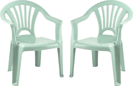 Kinderstoel van kunststof - 2x - mint groen - 35 x 28 x 50 cm - tuin/camping/slaapkamer