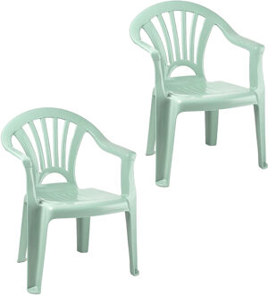 Kinderstoel van kunststof - 2x - mintgroen - 35 x 28 x 50 cm - tuin/camping/slaapkamer