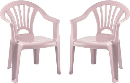 Kinderstoel van kunststof - 2x stuks - roze - 35 x 28 x 50 cm - tuin/camping/slaapkamer
