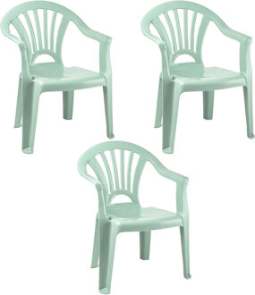 Kinderstoel van kunststof - 3x - mintgroen - 35 x 28 x 50 cm - tuin/camping/slaapkamer