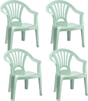 Kinderstoel van kunststof - 4x - mintgroen - 35 x 28 x 50 cm - tuin/camping/slaapkamer