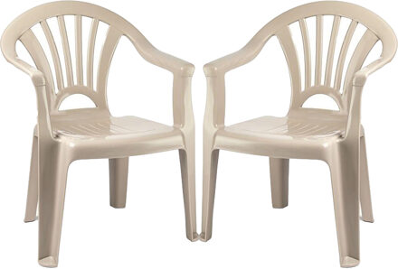 Kinderstoel van kunststof - 4x stuks - beige - 35 x 28 x 50 cm - tuin/camping/slaapkamer