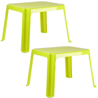 Kindertafel - 2x stuks - kunststof - groen - 55 x 66 x 43 cm - camping - tuin - tafeltj