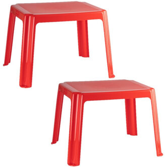 Kindertafel - 2x stuks - kunststof - rood - 55 x 66 x 43 cm - camping - tuin - tafeltje