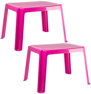 Kindertafel - 2x stuks - kunststof - roze - 55 x 66 x 43 cm - camping - tuin - tafeltje