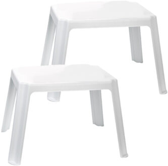 Kindertafel - 2x stuks - kunststof - wit - 55 x 66 x 43 cm - camping - tuin - tafeltje