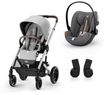 Kinderwagen Balios S Lux Silver Lava Grey inclusief baby-autostoeltje Cloud G i-Size Plus Lava Grey en Adapter Zwart