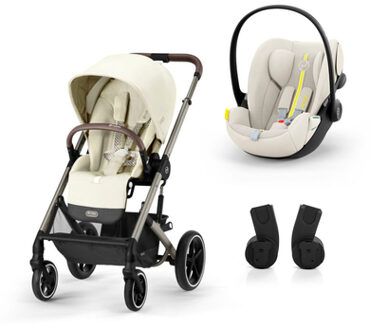 Kinderwagen Balios S Lux Taupe Seashell Beige inclusief baby-autostoeltje Cloud G i-Size Plus Seashell Beig en Adapter Zwart