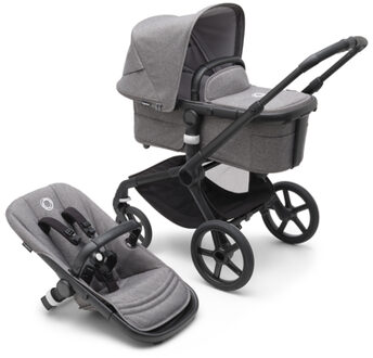 Kinderwagen Fox 5 met reiswieg en zitje Black /Grey Melange Grijs