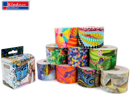 Kindmax Healthcare Fashion Printing Colourful Kinesiology Tape Kit for Athletic Sports Muscle Protector 5cm x 5m Roll