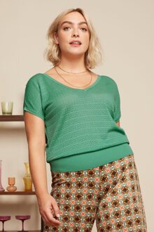 King Louie Mateo Knit Double V top in spar groen Turquoise