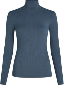 King Louie Rollneck top uni rib Blauw - S