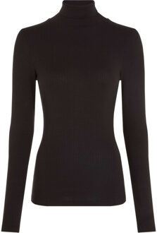 King Louie Rollneck top uni rib Zwart - XS