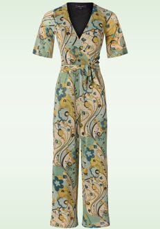 King Louie Zita jumpsuit Frenzy in Dusty turquoise Turquoise/Multicolour