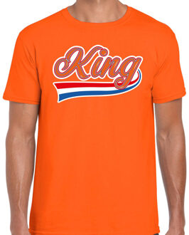 King met sierlijke wimpel t-shirt oranje voor heren - Koningsdag shirts 2XL