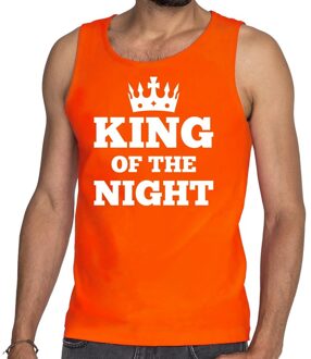 King of the night mouwloos shirt / tanktop oranje heren XL - Feestshirts