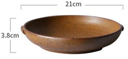 Kinglang Retro Keramische Ronde Schotel Diner Plaat Vintage Servies Swallow Salade Voedsel Plaat Roest handvat Plate L