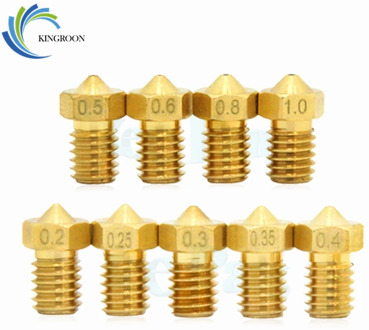 KingRoon 10pc V5 V6 E3D Nozzle 0.2 0.3 0.4 0.5 0.6 0.8 1.0mm 3D Printer Part M6 Threaded Full Metal For 1.75mm Filament Extruder