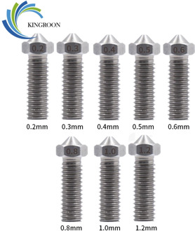KINGROON All-Mental Volcano Stainless Steel Nozzles For 3D Printer 0.2mm-1.2mm For 1.75mm Extra Lengthen M6 Nozzles Parts 15