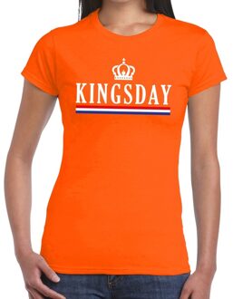 Kingsday met Hollandse vlag t-shirt oranje dames XS - Feestshirts