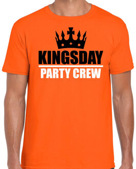 Kingsday party crew t-shirt oranje voor heren - Koningsdag shirts S - Feestshirts