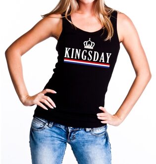 Kingsday tanktop / mouwloos shirt zwart dames M - Feestshirts
