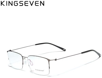 Kingseven Titanium Legering Optische Brilmontuur Mannen Vierkante Bijziendheid Recept Brillen Mannelijke Metalen Brillen grijs