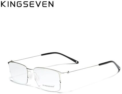 Kingseven Titanium Legering Optische Brilmontuur Mannen Vierkante Bijziendheid Recept Brillen Mannelijke Metalen Brillen zilver