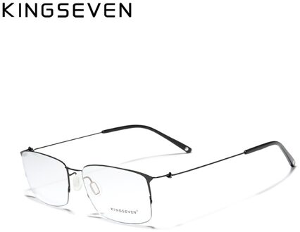 Kingseven Titanium Legering Optische Brilmontuur Mannen Vierkante Bijziendheid Recept Brillen Mannelijke Metalen Brillen zwart