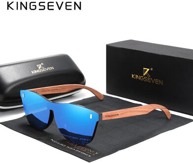 Kingseven Vrouwen Bril Natuurlijke Bubinga Houten Zonnebril Mannen Gepolariseerde Zonnebril Originele Hout Oculos De Sol blauw bubinga wood