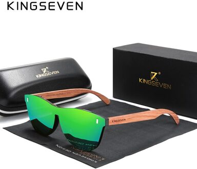Kingseven Vrouwen Bril Natuurlijke Bubinga Houten Zonnebril Mannen Gepolariseerde Zonnebril Originele Hout Oculos De Sol groen bubinga wood