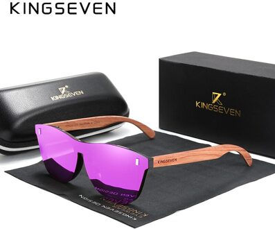 Kingseven Vrouwen Bril Natuurlijke Bubinga Houten Zonnebril Mannen Gepolariseerde Zonnebril Originele Hout Oculos De Sol paars bubinga wood