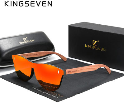 Kingseven Vrouwen Bril Natuurlijke Bubinga Houten Zonnebril Mannen Gepolariseerde Zonnebril Originele Hout Oculos De Sol rood bubinga wood