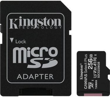 Kingston Canvas Select Plus microSDXC 256GB Micro SD-kaart Zwart