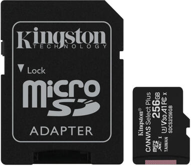 Kingston Canvas Select Plus microSDXC 256GB Micro SD-kaart Zwart