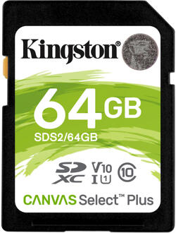 Kingston Canvas Select Plus SDHC 64GB SD-Kaart Zwart