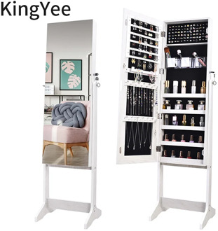 KingYee Full-length mirror bedroom multifunctional jewelry storage cabinet household full-length mirror wall-mounted fitting mod