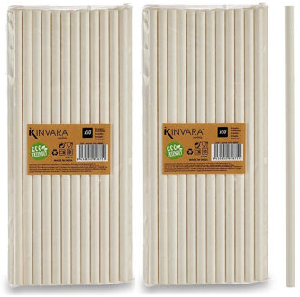 Kinvara 100x stuks suikerriet/papieren drinkrietjes bio-eco-milieuvriendelijk 20 cm