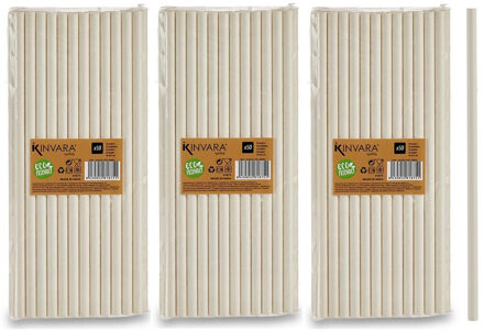 Kinvara 150x stuks suikerriet/papieren drinkrietjes bio-eco-milieuvriendelijk 20 cm
