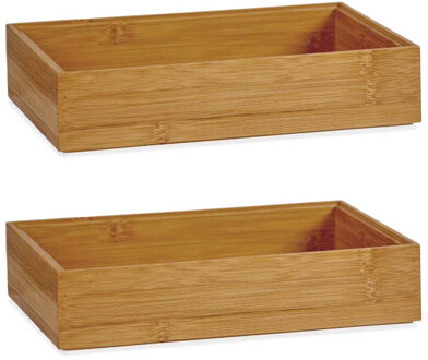 Kinvara 2x kast/lade/make-up sorteer organizer - bamboe - hout - opbergbakje - 23 x 15 x 5 cm