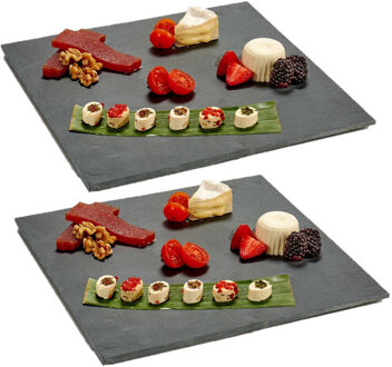 Kinvara 2x stuks leisteen voedsel hapjes serveerplanken 30 x 30 cm