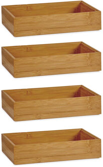 Kinvara 4x kast/lade/make-up sorteer organizer - bamboe - hout - opbergbakje - 23 x 15 x 5 cm