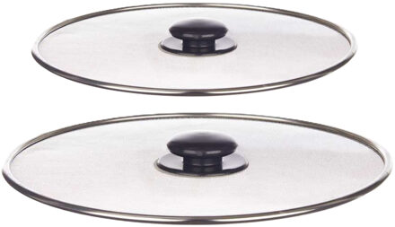 Kinvara Afgietdeksel/pannendeksel set - 2x stuks - Dia 25/21 cm - metaal - plat model
