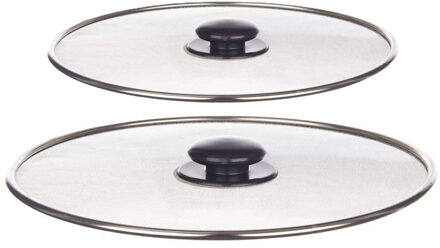 Kinvara Afgietdeksel/pannendeksel set - 2x stuks - Dia 29/25 cm - metaal - vergiet