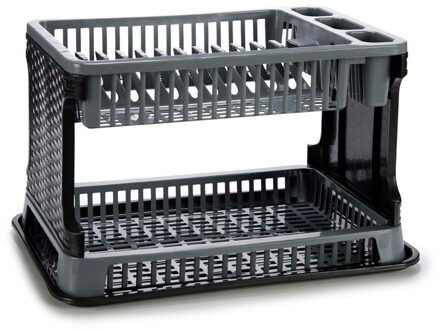 Kinvara Afwas afdruiprek 2-Laags - donkergrijs/wit - 44 x 30 x 27 cm - Afwasrek - kunststof